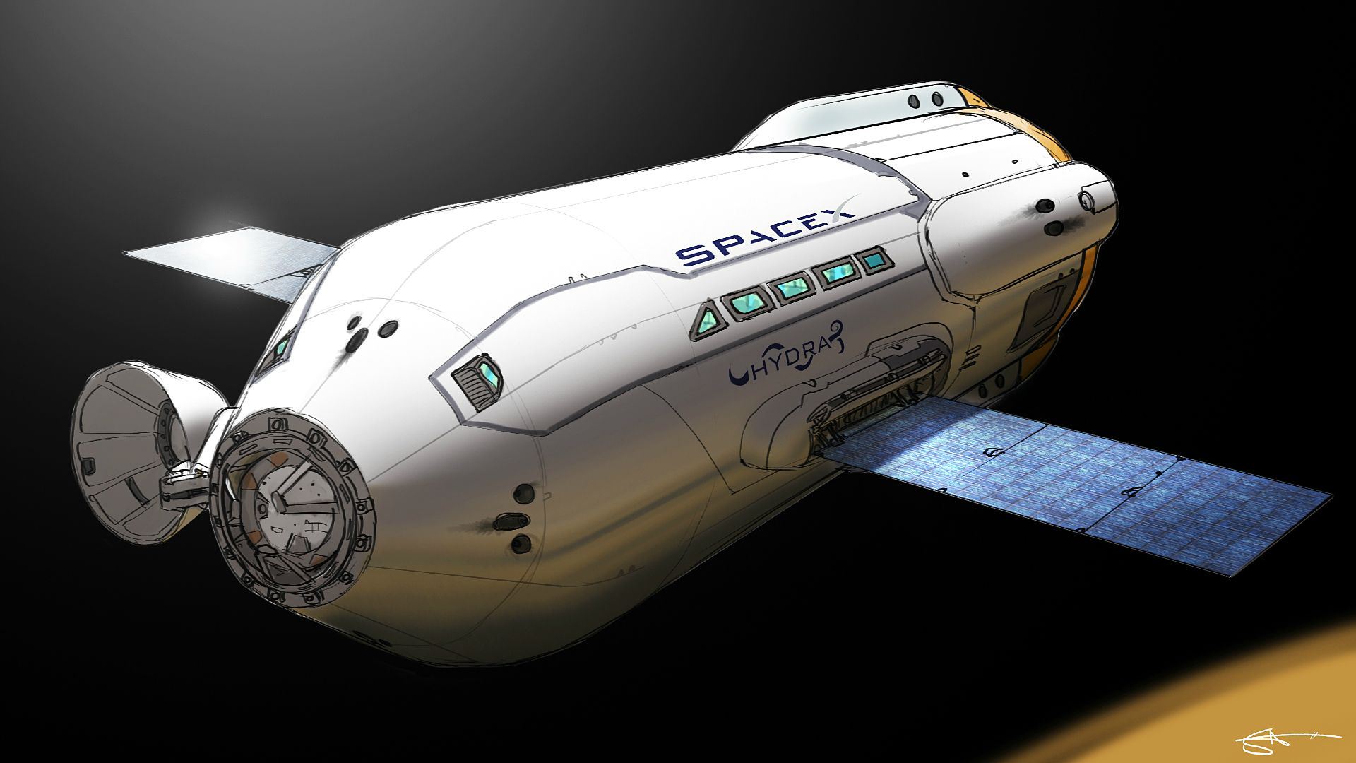 SpaceX Mars Colonial Transporter concept by Stanley Von Medvey (bagtaggar).jpg